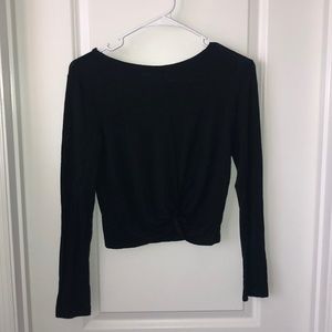 Long Sleeve Black Shirt with Tie Knot